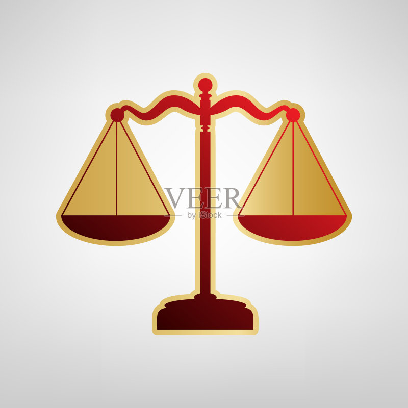 金色背景上的红色天秤座标志图标素材