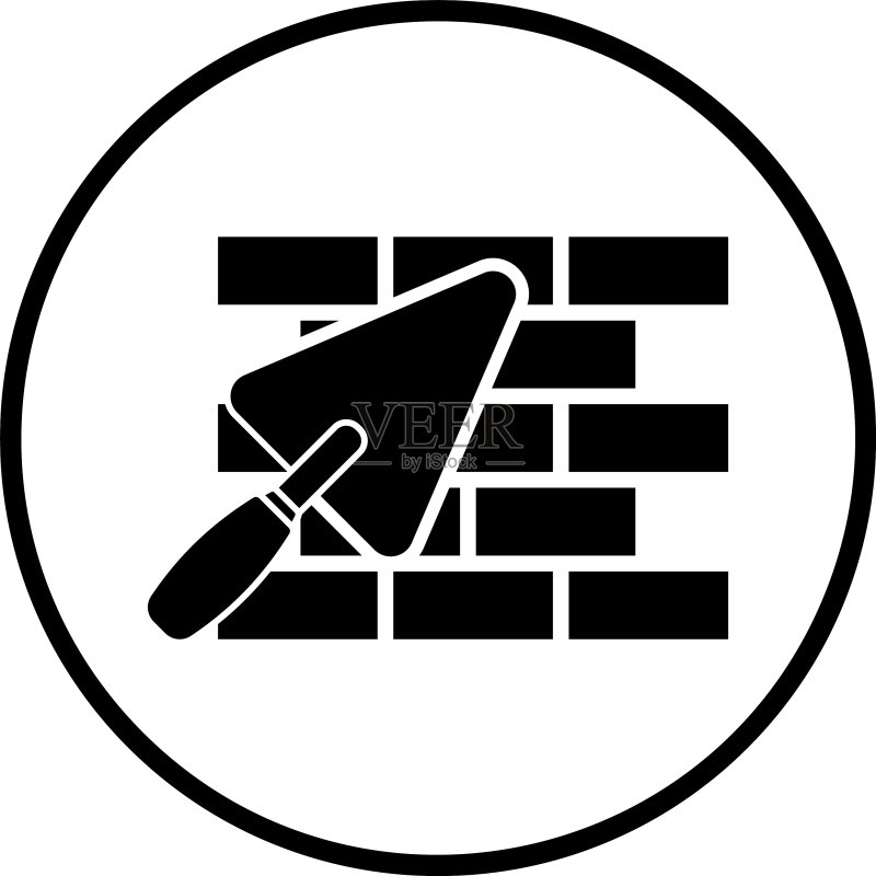 带有抹刀的砖墙图标图标素材