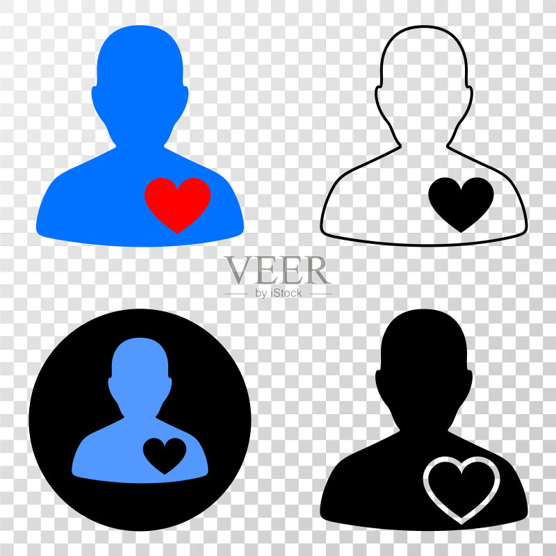 带轮廓版本的情侣爱心EPS图标图标素材