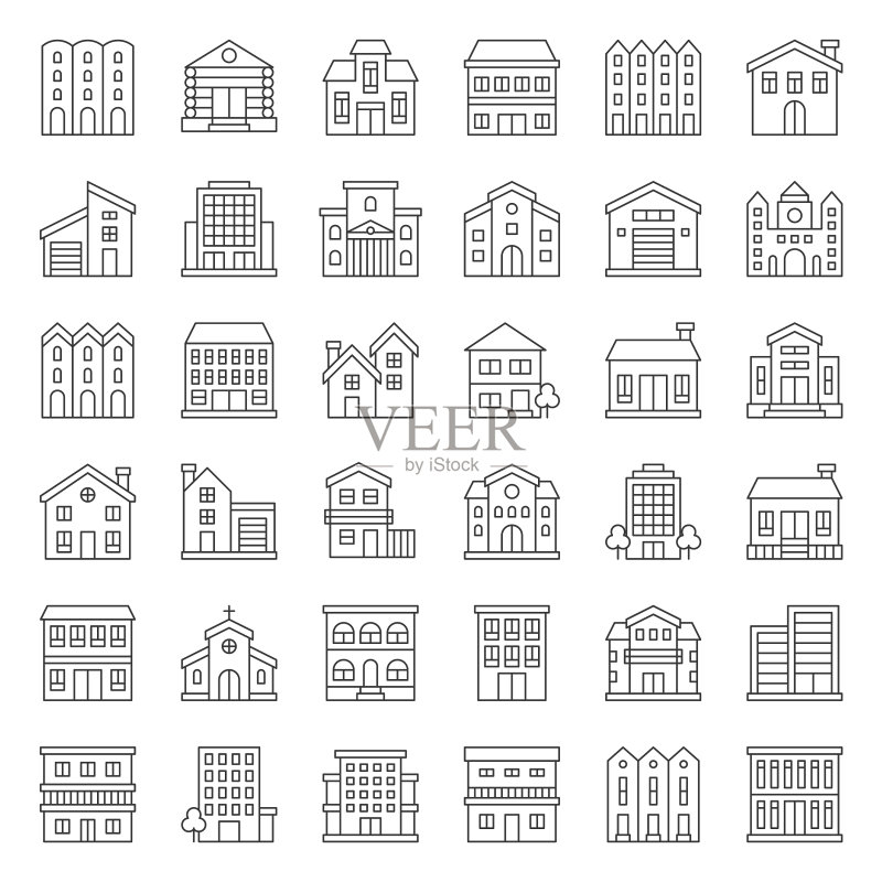 建筑施工轮廓图标集23图标素材