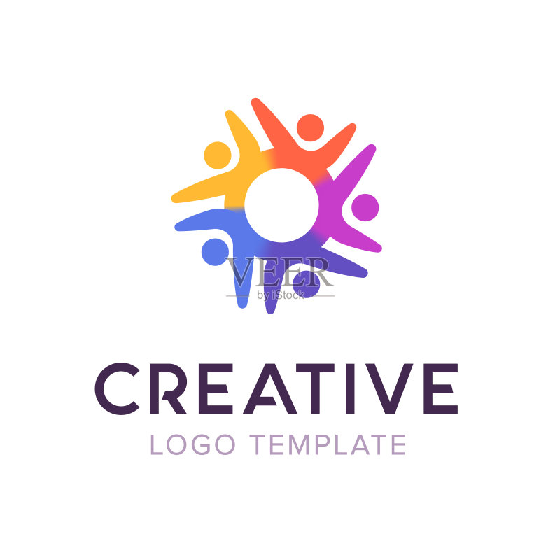 创意连接人物logo家庭logo模板图标素材