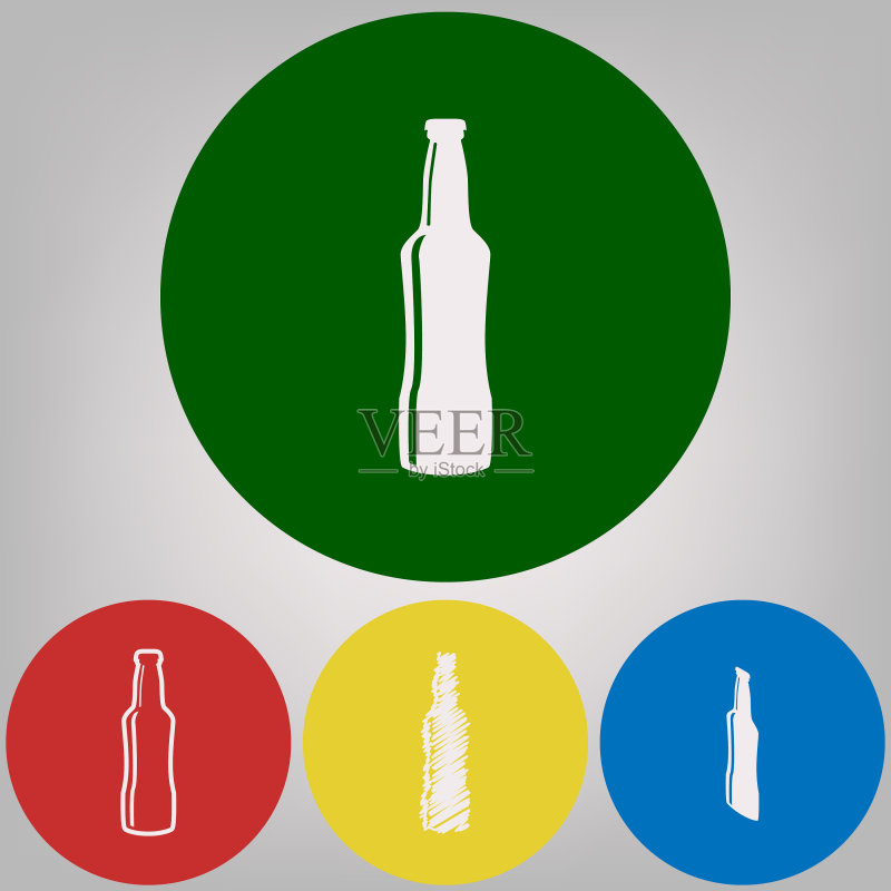 四种白色样式啤酒瓶图标图标素材
