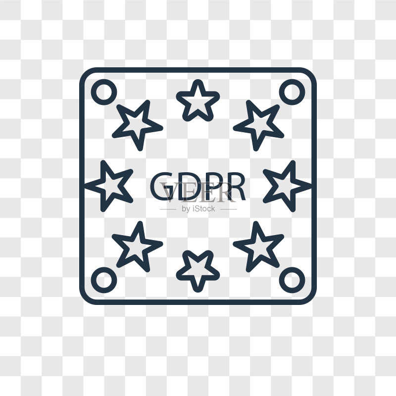 透明背景上的GDPR线性图标图标素材