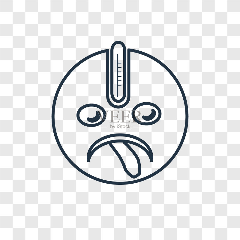 生病概念线性图标,透明背景上隔离图标素材