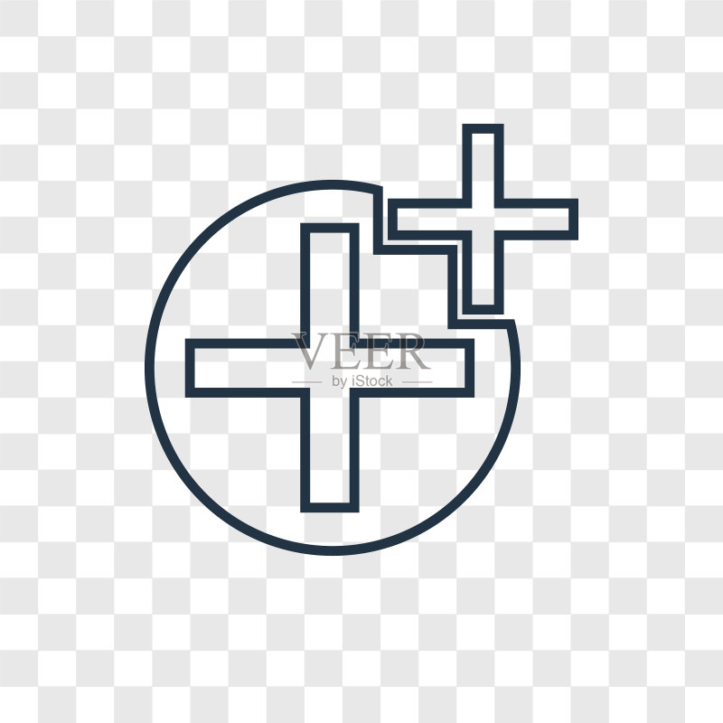 在透明背景上隔离的添加概念线性图标图标素材