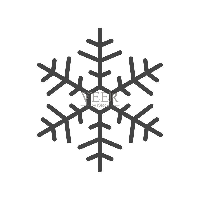 白色背景的扁平风格雪花图标图标素材