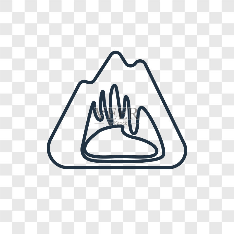 洞穴概念线性图标,透明背景图标素材