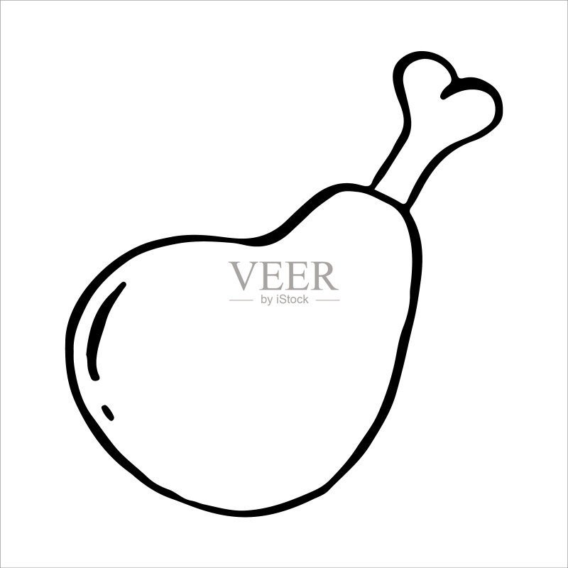 手绘涂鸦火腿图标图标素材