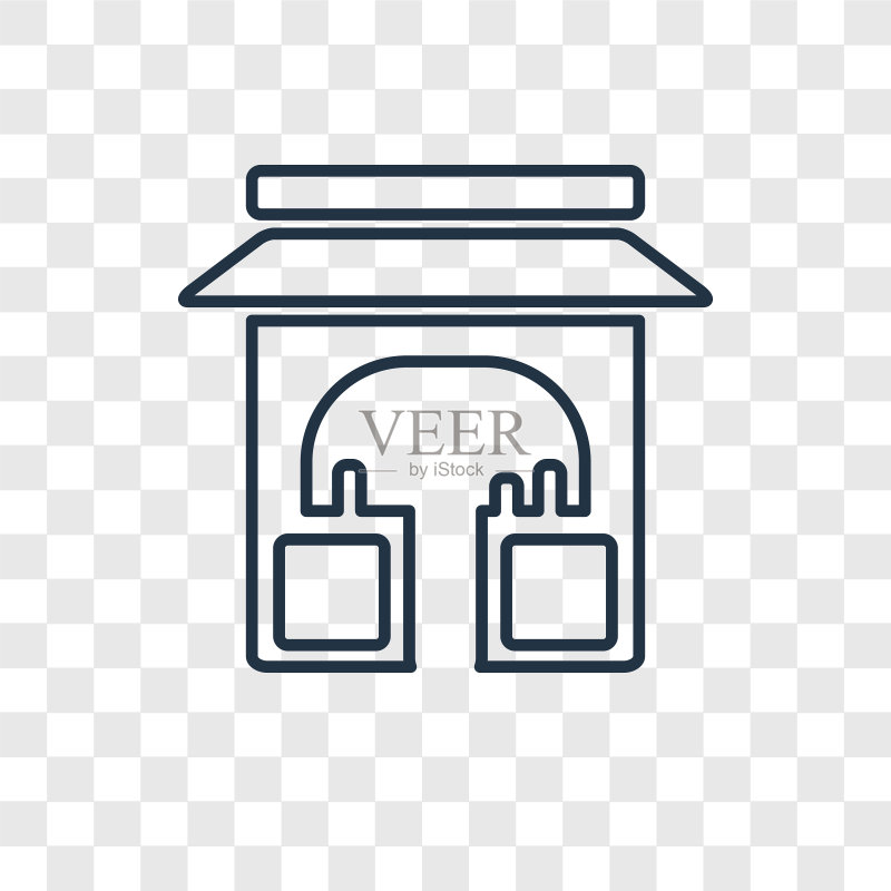 透明背景上的商店概念线性图标图标素材
