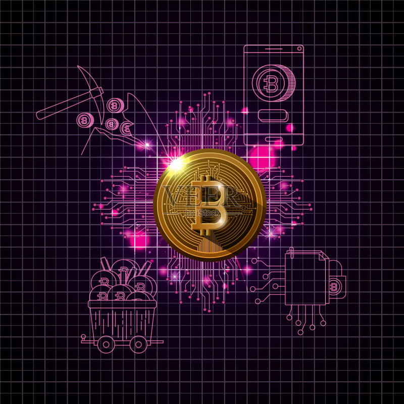 比特币挖矿图标集图标素材