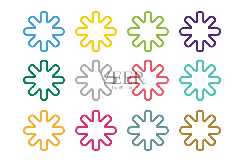 阳光星芒或雪花标志图标合集图标素材