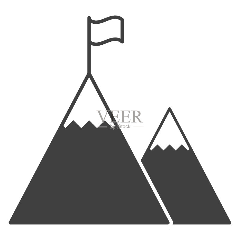 最高山峰上的旗帜图标图标素材