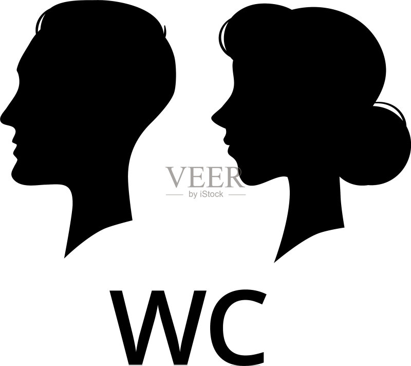 男女侧面头像卫生间标志图标素材