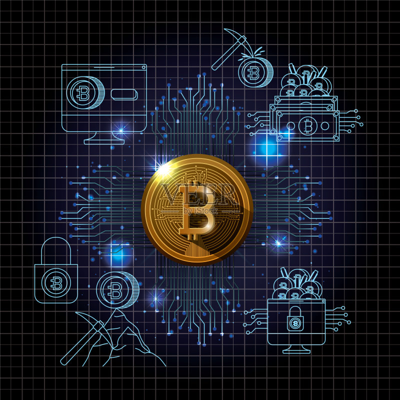 比特币挖矿图标集图标素材