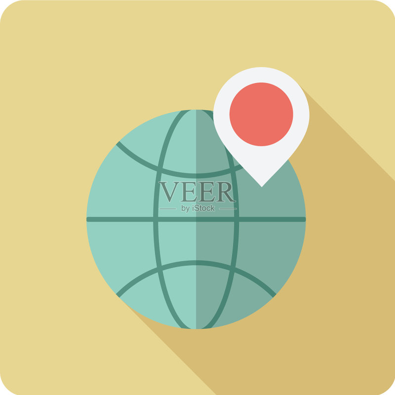 地球行星和位置标记图标图标素材