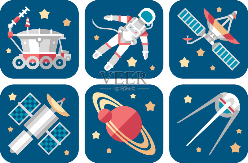 人造卫星土星太空主题图标图标素材