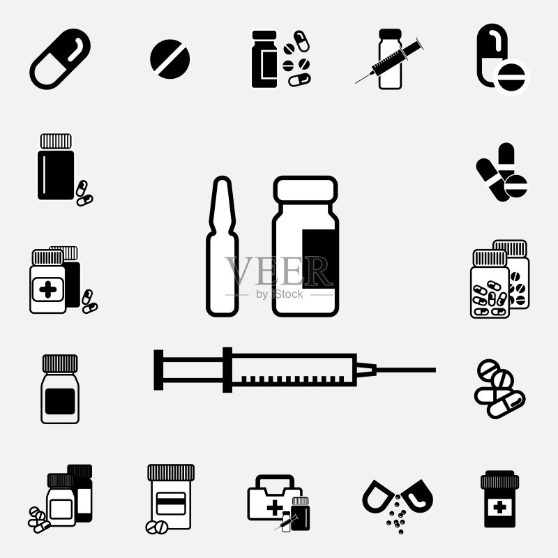 黑白注射器图标图标素材
