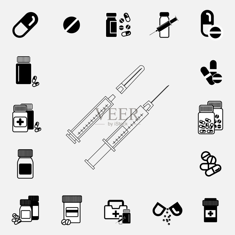 黑白注射器图标图标素材