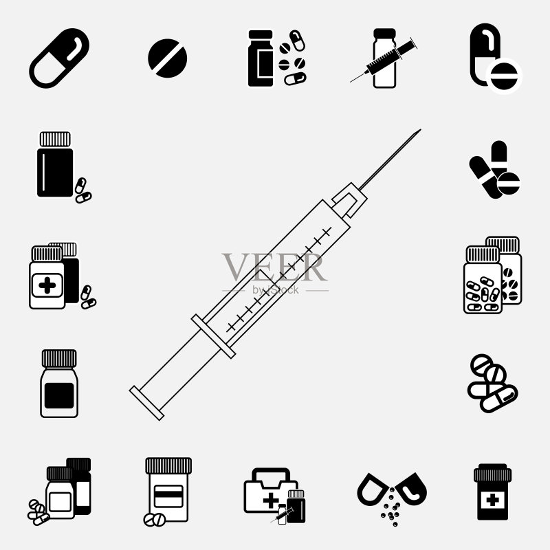 黑白注射器图标图标素材