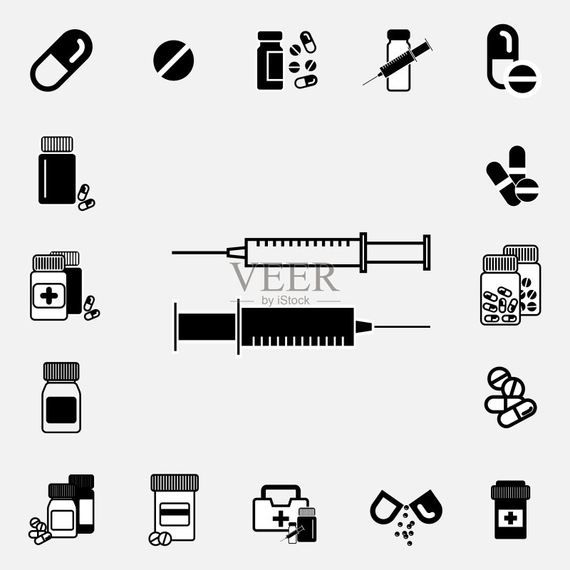 黑白注射器图标图标素材