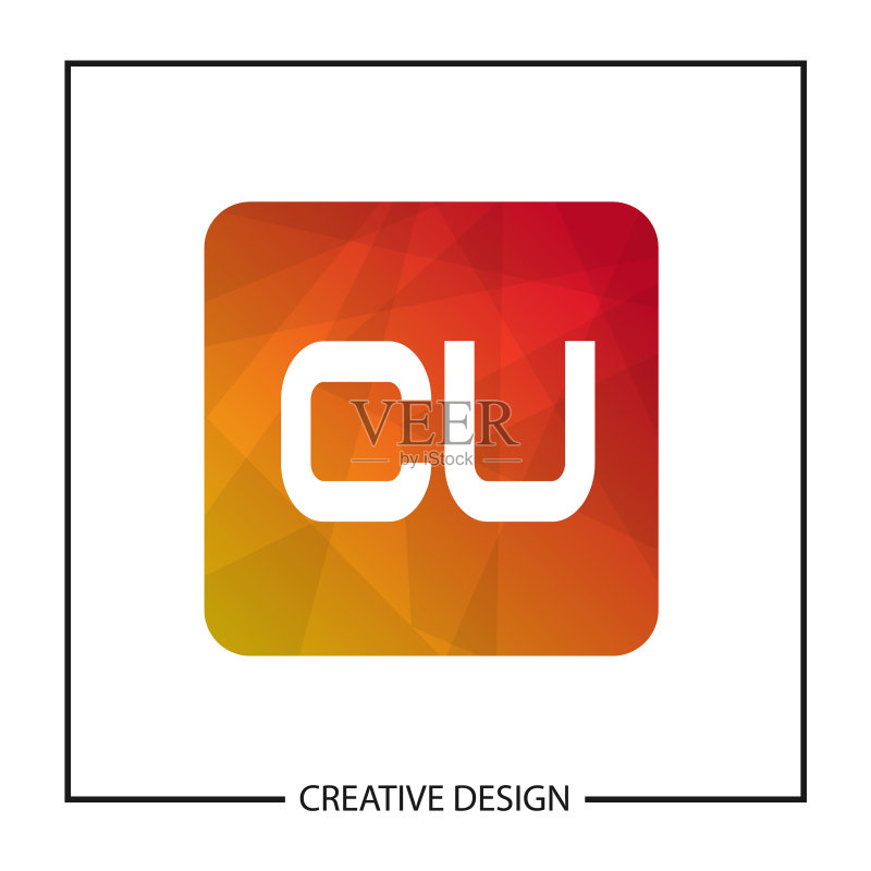 首字母CU logo模板设计图标素材