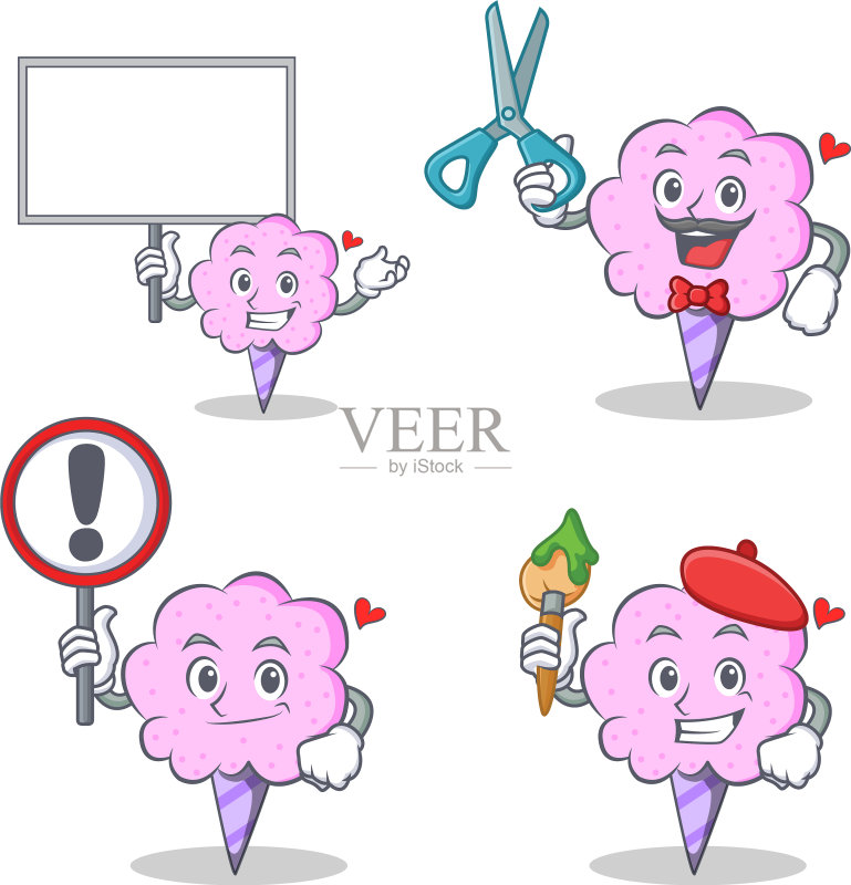 棉花糖人物与理发店招牌图标素材