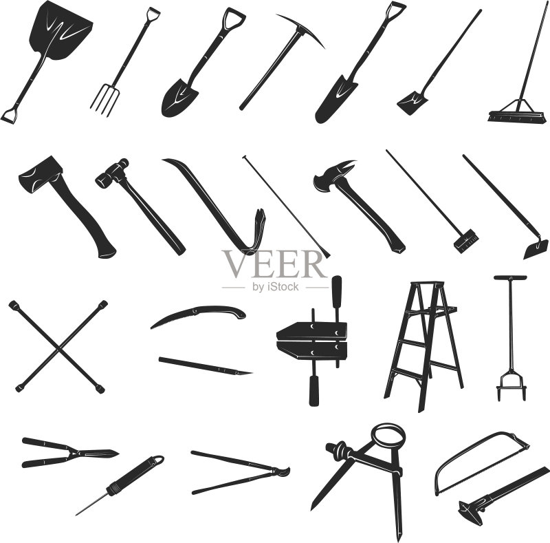 园艺工具剪影合集图标素材