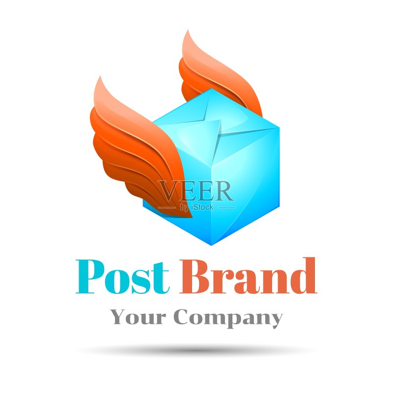 彩色3D设计的快递邮寄立体Logo图标素材
