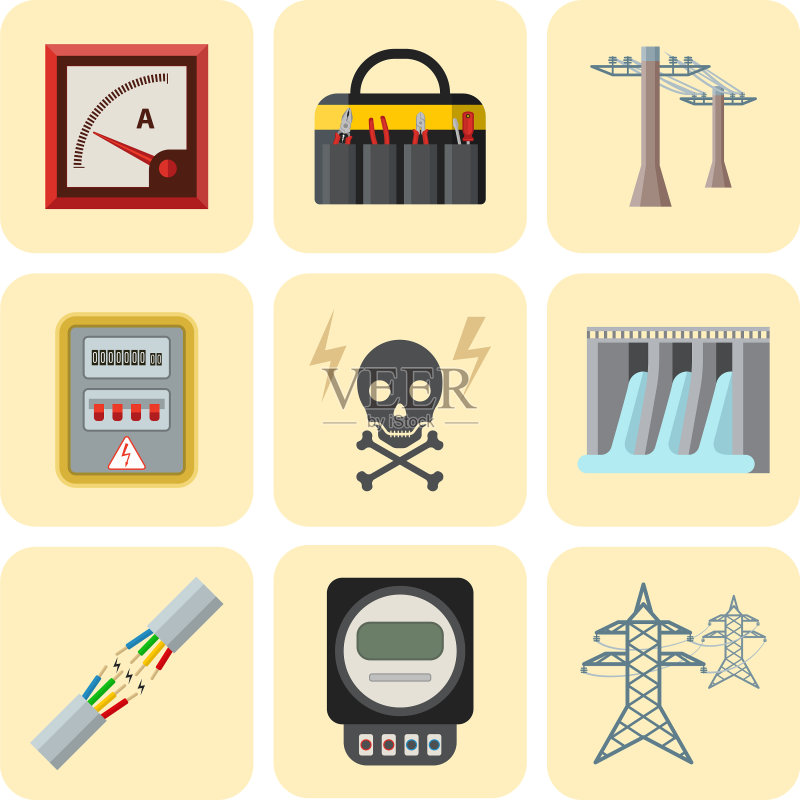 能源电力图标电池图标素材