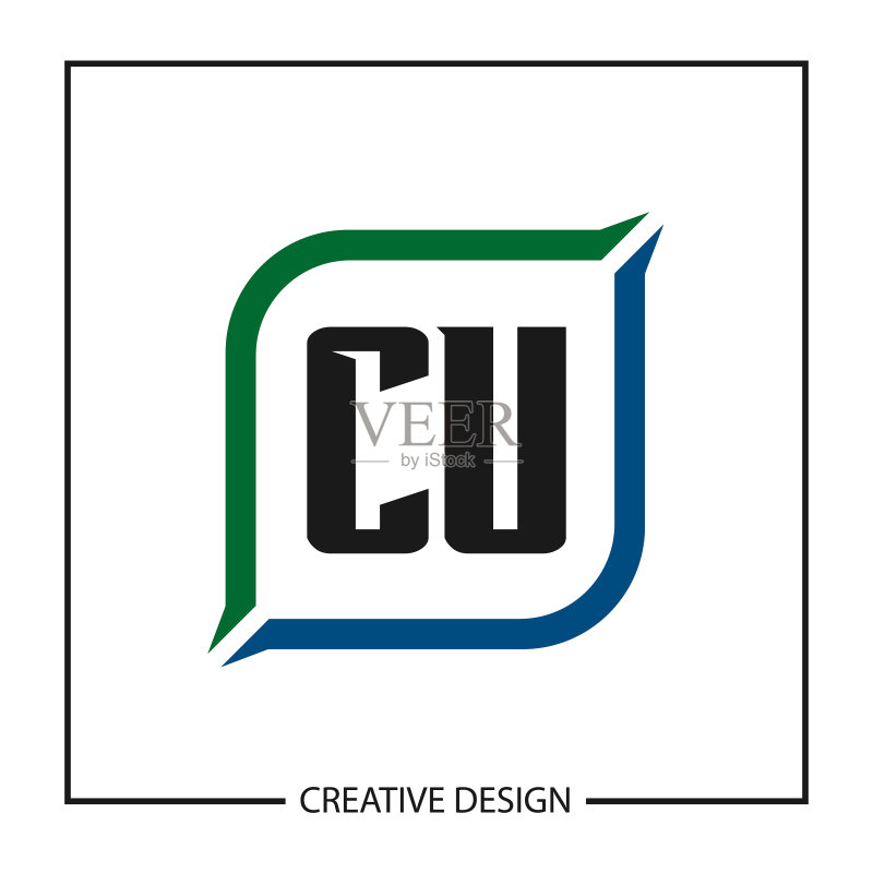 首字母CU logo模板设计图标素材