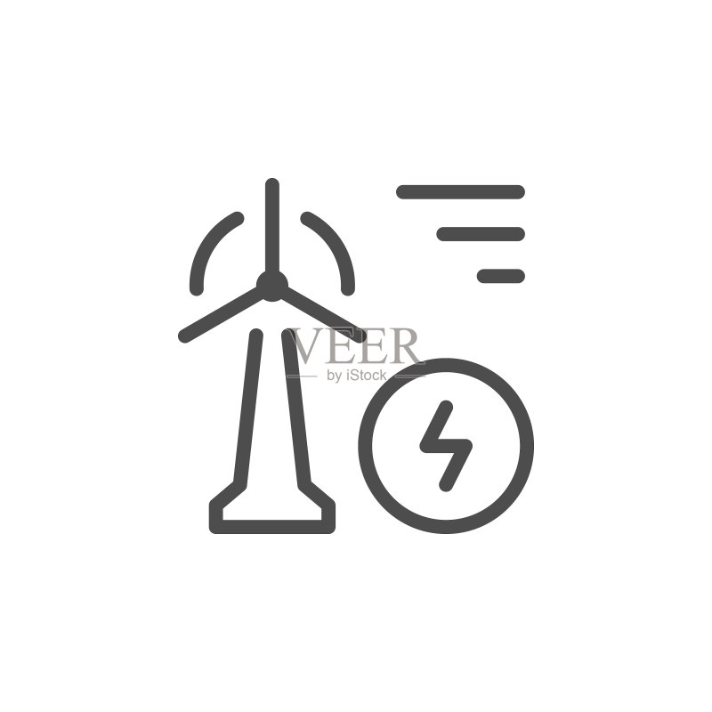 风力发电线型图标图标素材