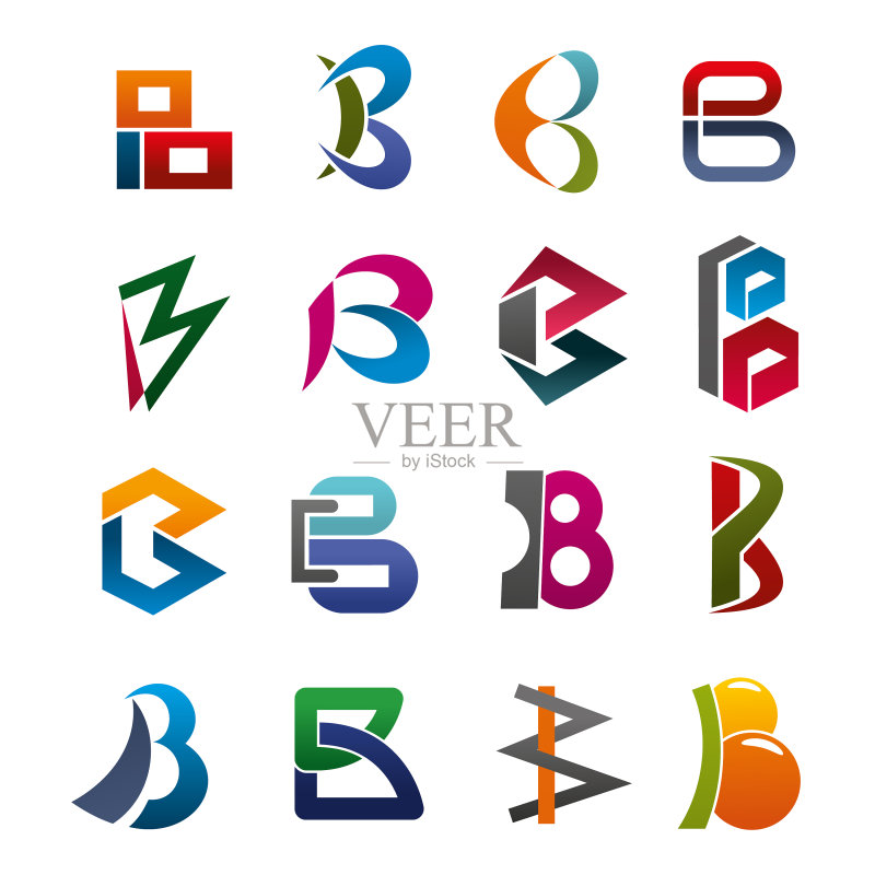 用于名片设计的现代字母B字体图标素材