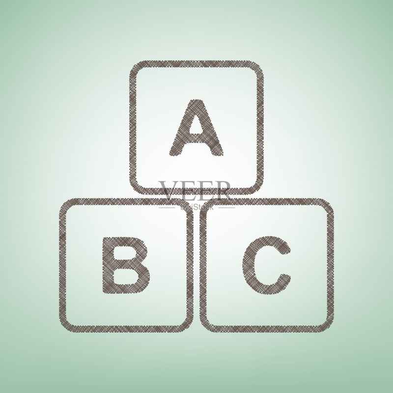 ABC立方体标志棕色亚麻布图标素材