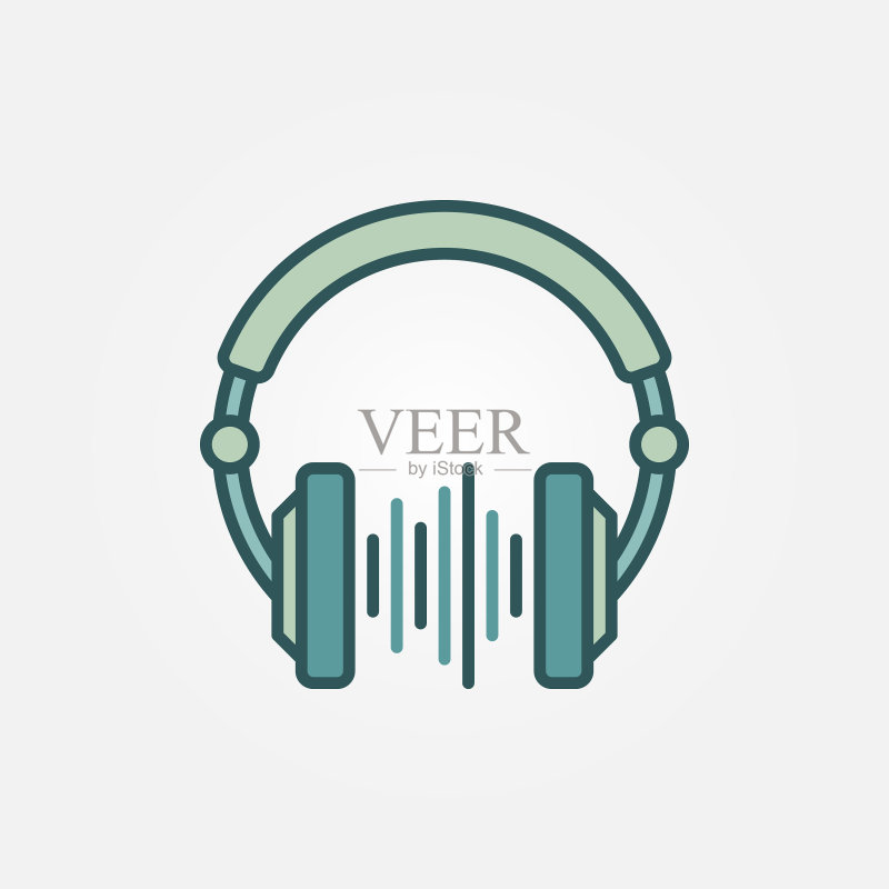 带声波创意的DJ耳机图标素材