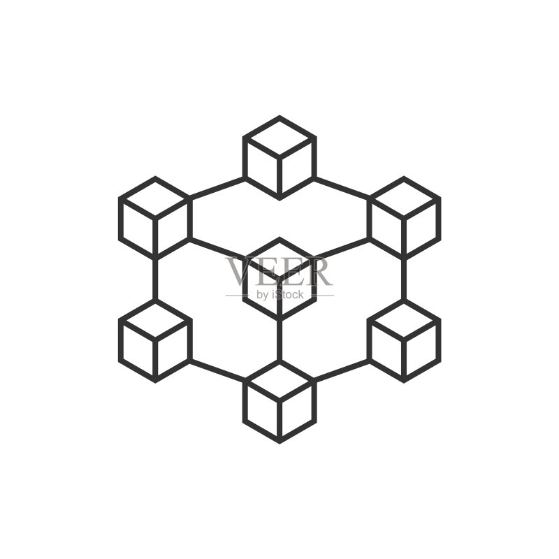 扁平风格的区块链技术图标图标素材