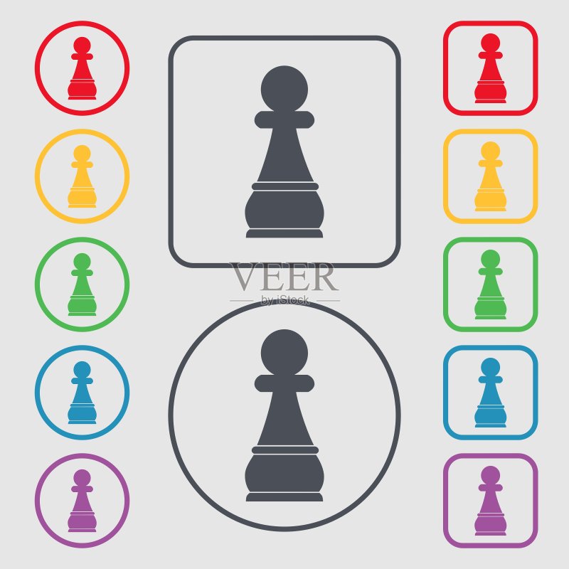 圆形国际象棋兵图标符号图标素材
