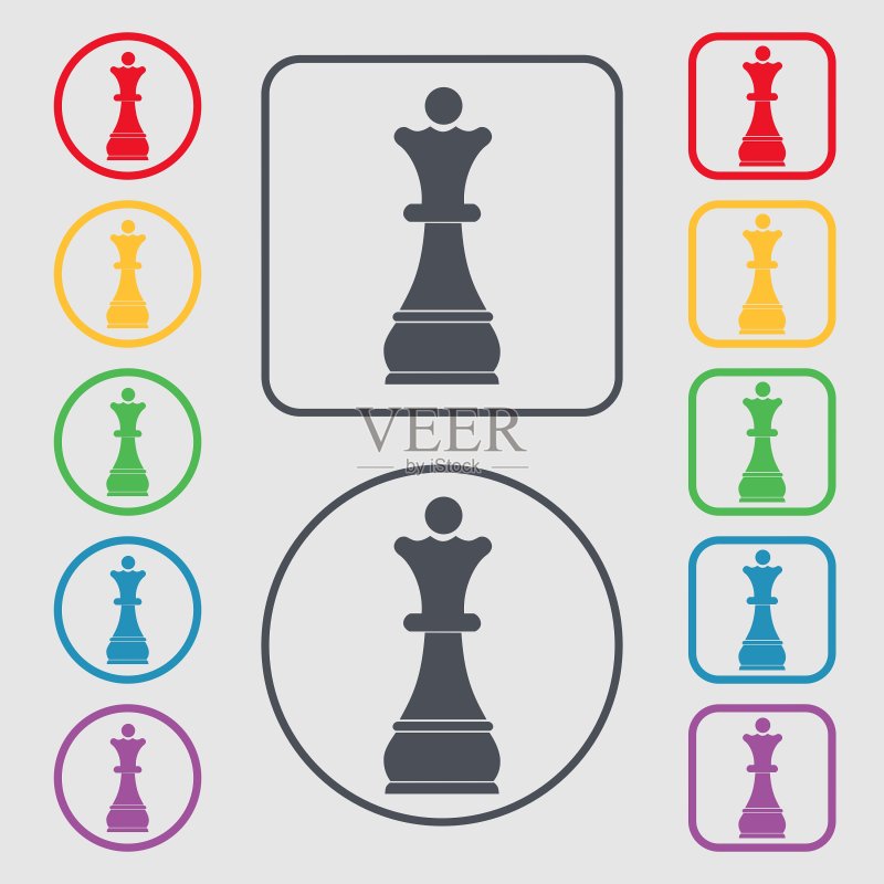 圆形国际象棋皇后图标符号标志图标素材