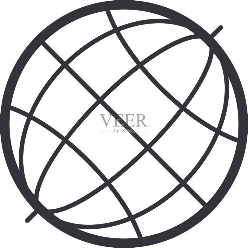 黑色剪影球体世界地图图标素材