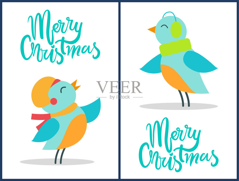 圣诞节鸟类套装图标素材
