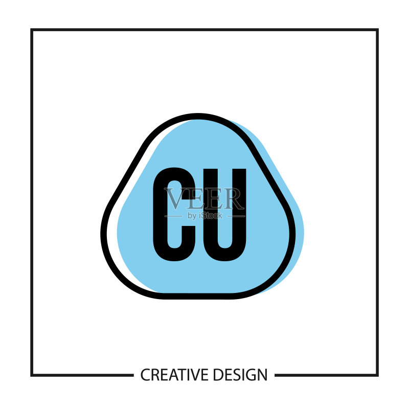 首字母CU logo模板设计图标素材