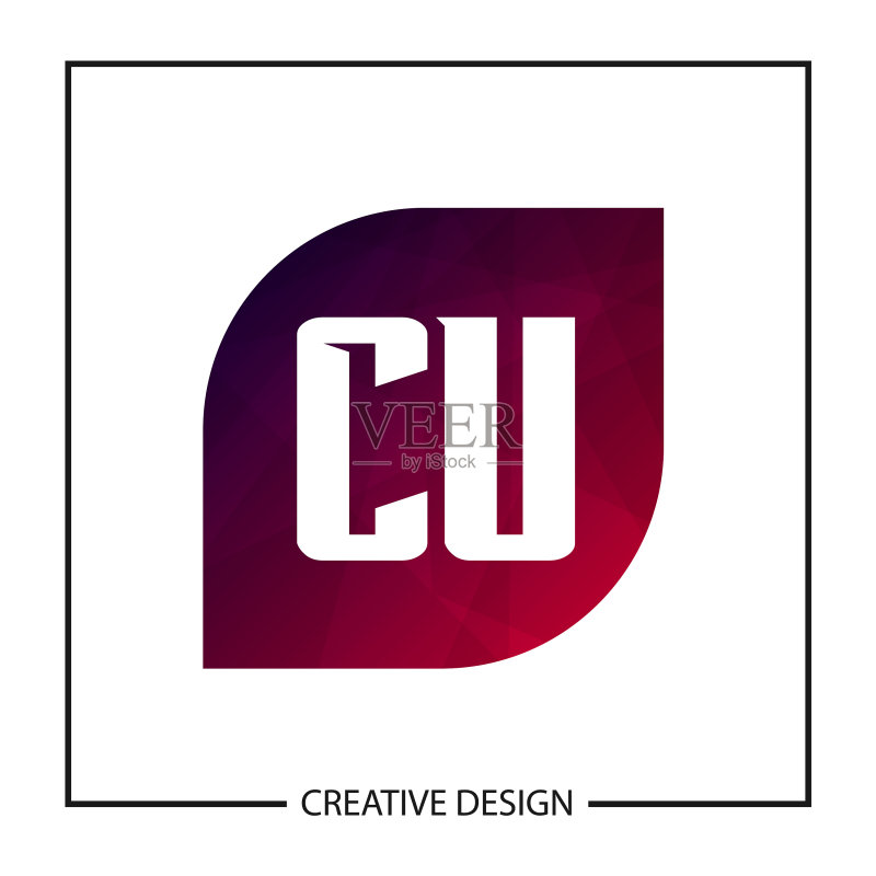 首字母CU logo模板设计图标素材