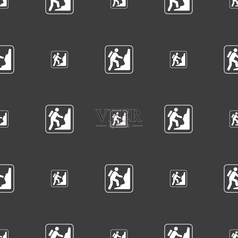 灰色攀岩标志无缝图案图标素材