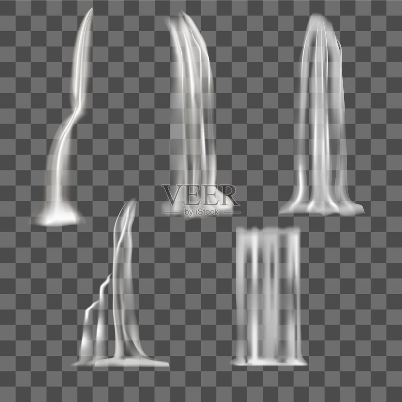 逼真细节3D瀑布元素套装图标素材