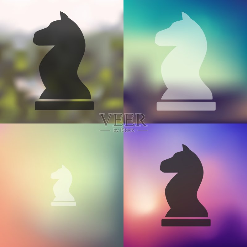模糊背景上的国际象棋图标图标素材
