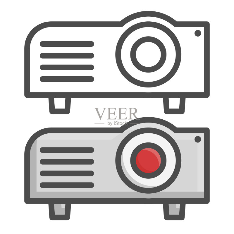 投影仪扁平图标演示会议图标素材