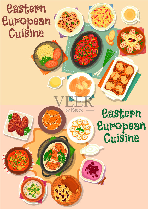 东欧美食肉类午餐图标集图标素材