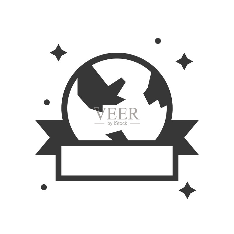 带有缎带的地球或行星地球图标图标素材