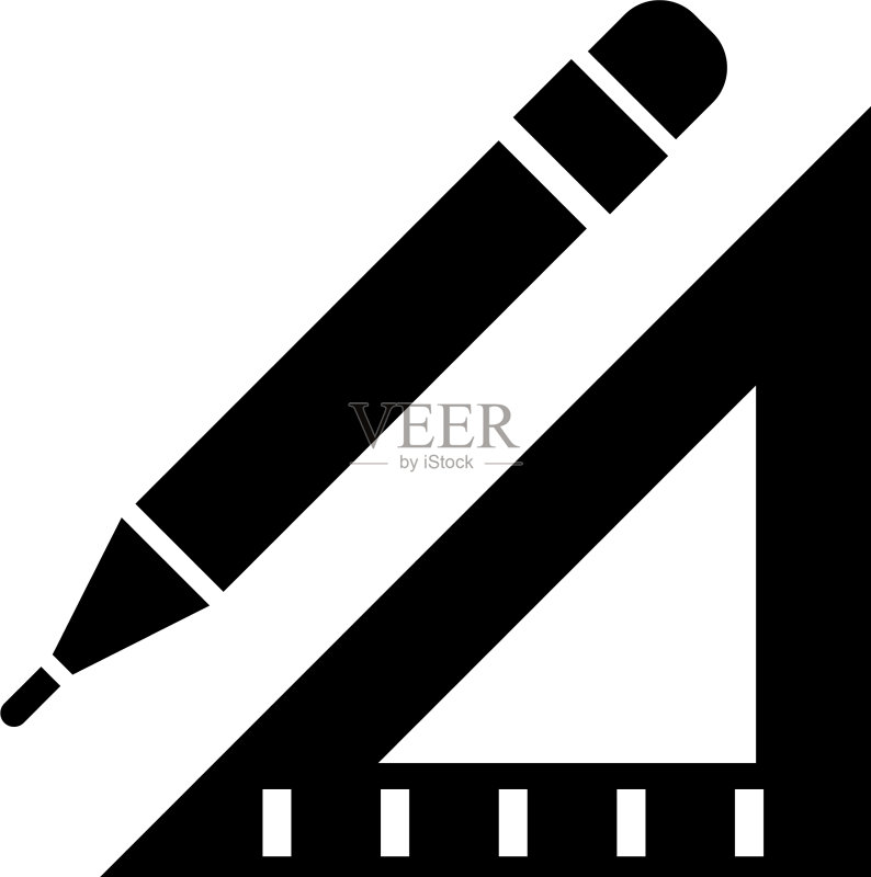 铅笔和尺子扁平图标图标素材