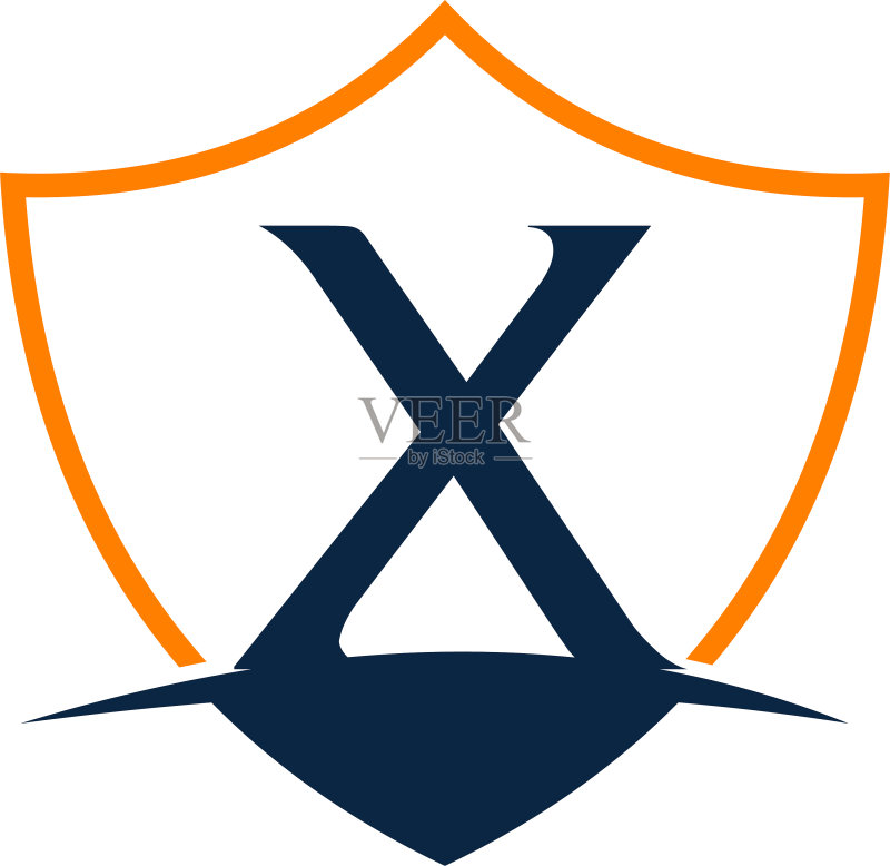 现代盾牌字母X图标素材