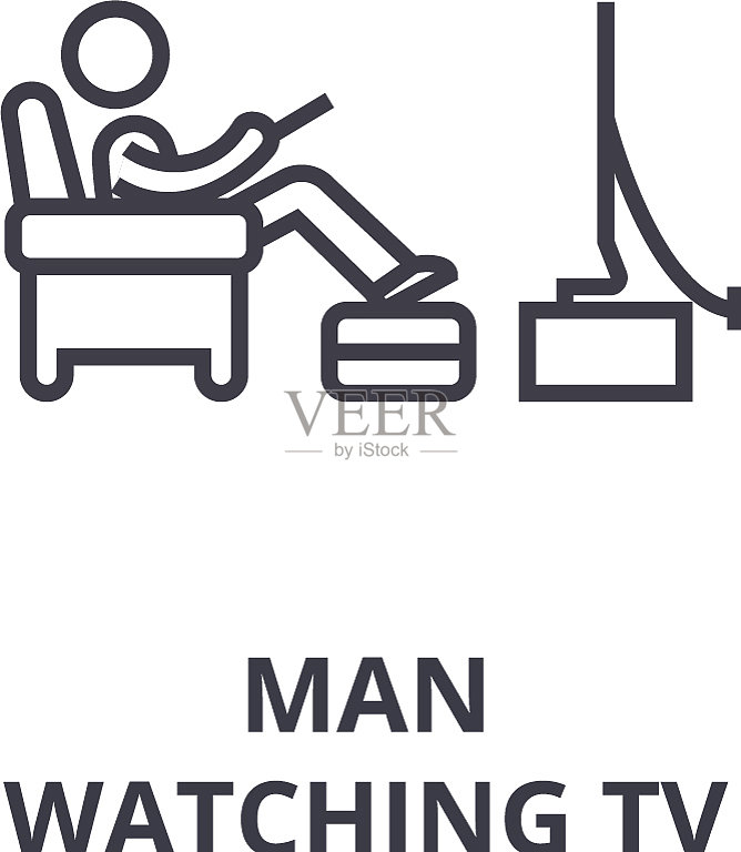 男人看电视细线图标符号图标素材